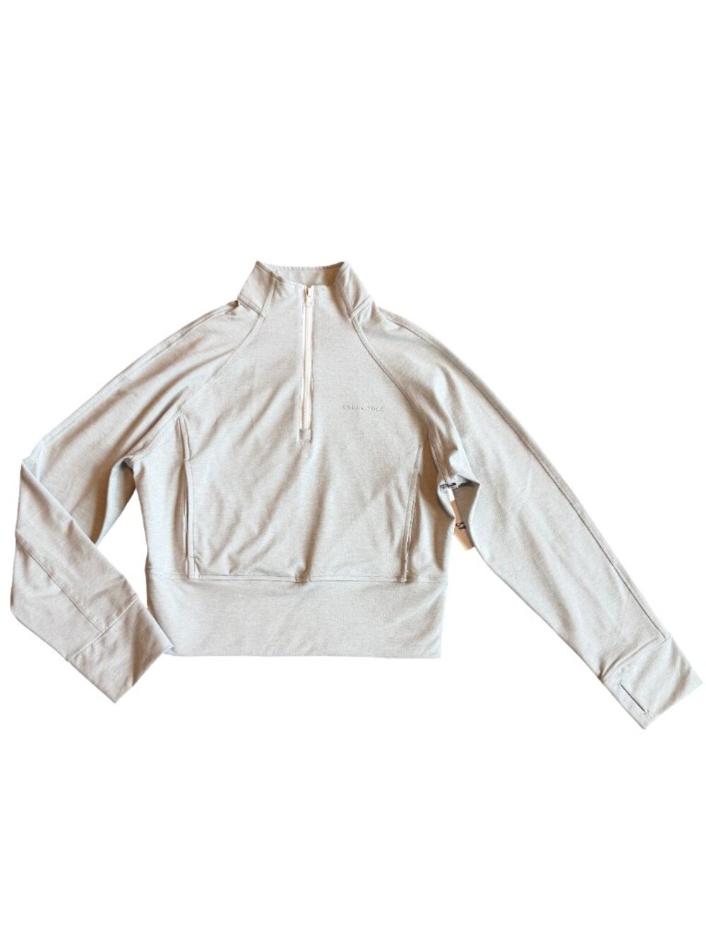 Cream Yoga Olivia Half Zip Top Sweater Pullover Running Athletic Workout NWT